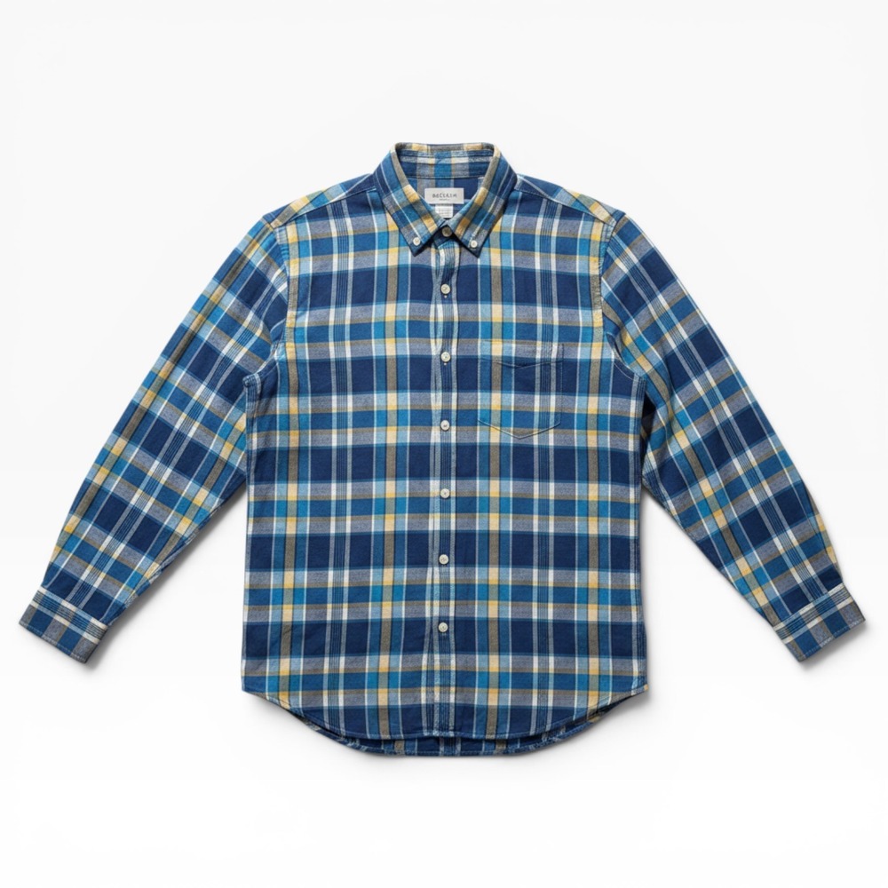 American Eagle Plaid Shirt Mens M Blue Yellow Excellent Seriously Soft Flannel